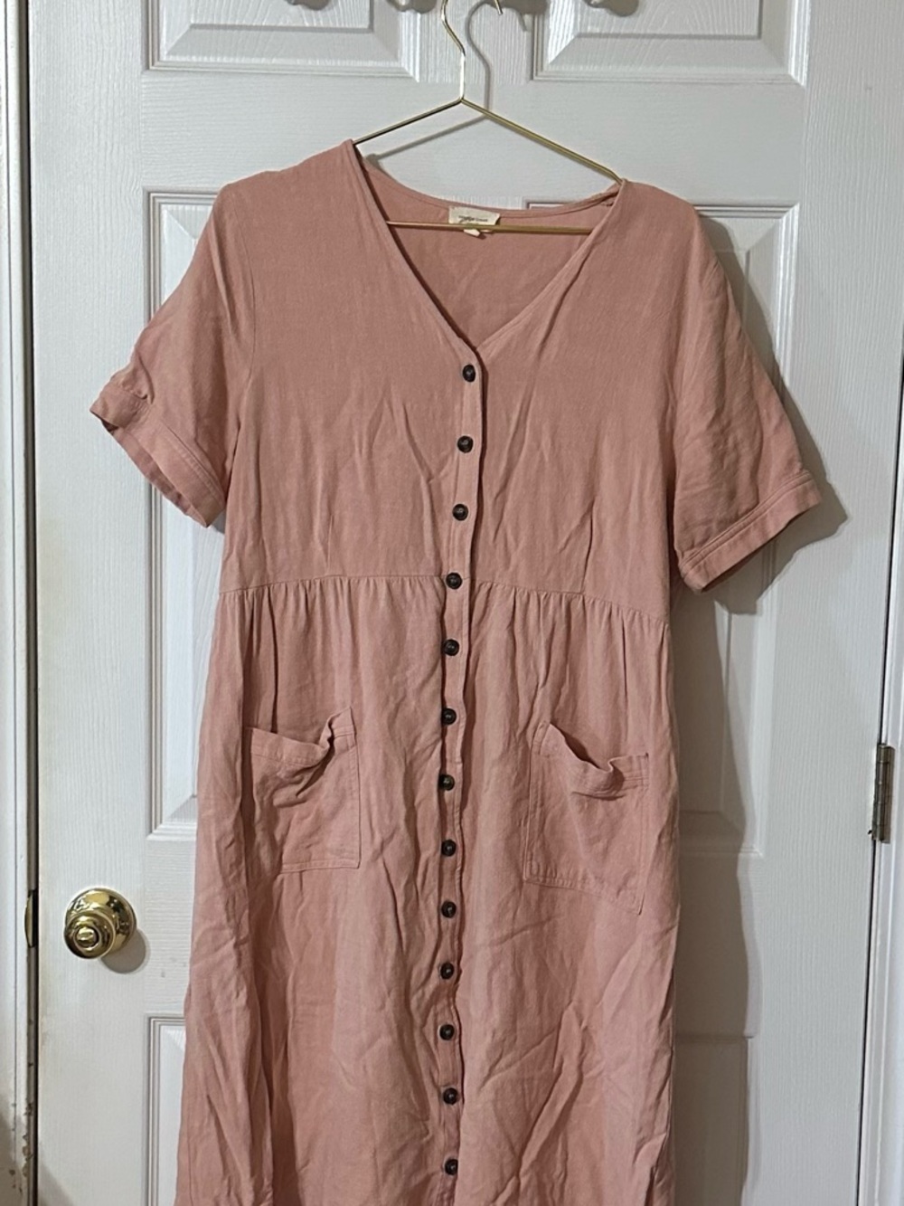 orange creek Blush Button-Front Midi Dress